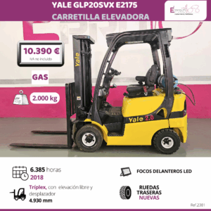 CARRETILLA ELEVADORA GAS 2000 KILOS