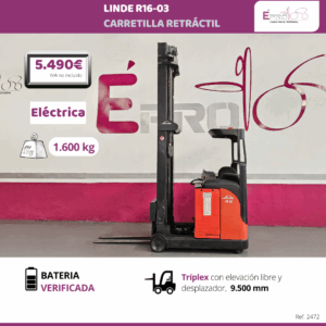 CARRETILLA RETRACTIL LINDE 1600 KILOS