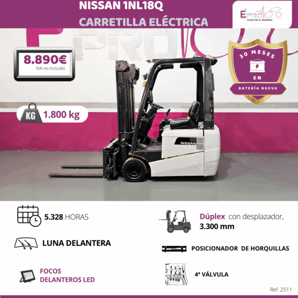 CARRETILLA ELEVADORA NISSAN 1800 KILOS