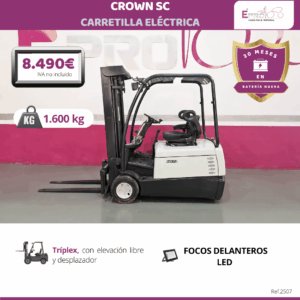CARRETILLA ELEVADORA CROWN 1600 KILOS