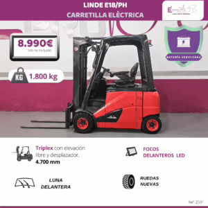 CARRETILLA ELEVADORA ELECTRICA LINDE E18/PH