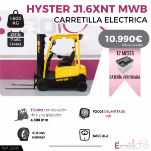 CARRETILLA ELEVADORA ELECTRICA HYSTER J1.6XNT MWB